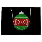 Glitter kerstversiering groot cadeauzakje (Achterkant)