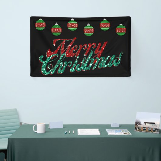 Glitter kerstversiering spandoek (Beurs)