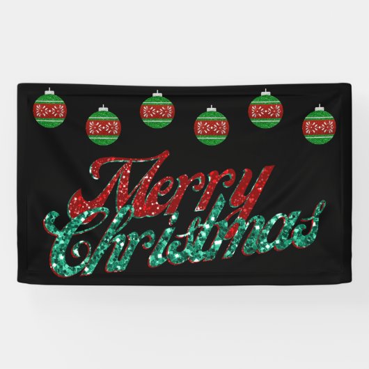 Glitter kerstversiering spandoek (Horizontaal)