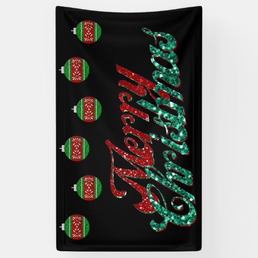 Glitter kerstversiering spandoek (Verticaal)