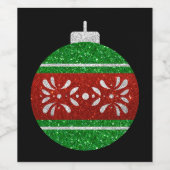Glitter kerstversiering wijn etiket (Enkel label)