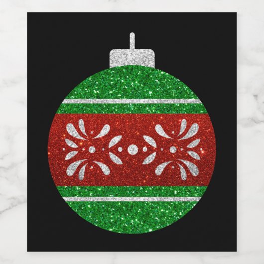 Glitter kerstversiering wijn etiket (Enkel label)