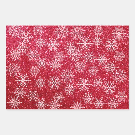 Glitter kerstWaterverf Snowflake  Inpakpapier Vel (Voorkant)