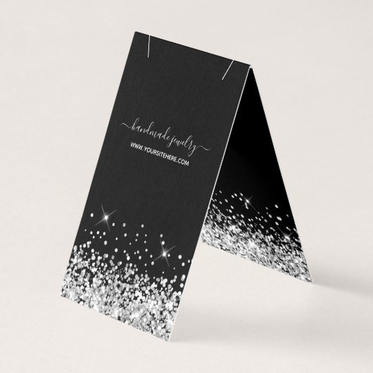 Glitter Ketting Display in zwart en zilver Kaart (Achterkant)