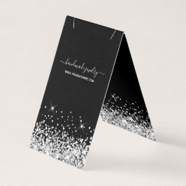 Glitter Ketting Display in zwart en zilver Kaart