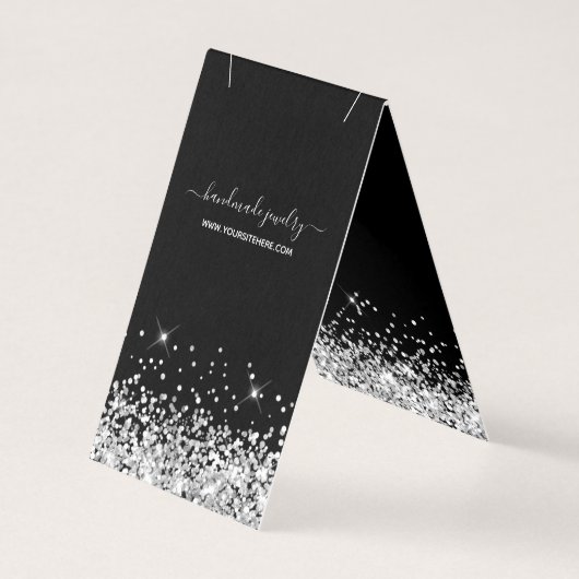 Glitter Ketting Display in zwart en zilver Kaart (Voorkant)