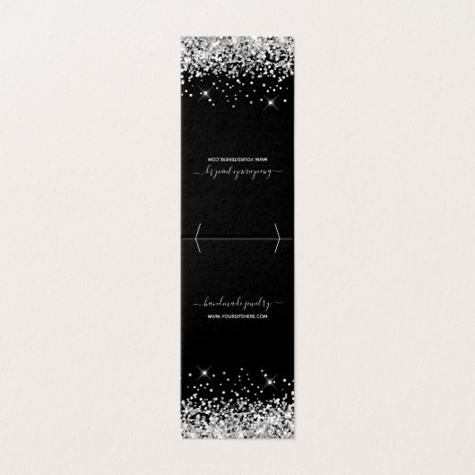 Glitter Ketting Display in zwart en zilver Kaart (Buitenkant ongevouwen)