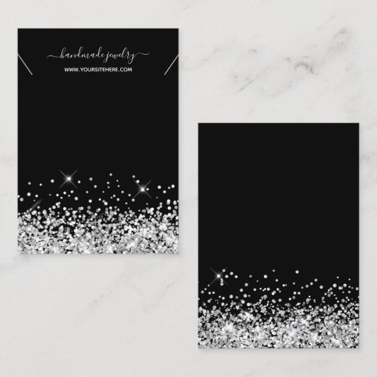 Glitter Ketting Display in zwart en zilver Visitekaartje (Voorkant / Achterkant)