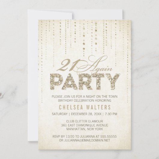 Glitter Kijk 21 opnieuw de Uitnodiging van de Part (Voorkant)