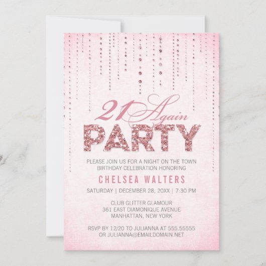 Glitter Kijk 21 opnieuw de Uitnodiging van de Part (Voorkant)
