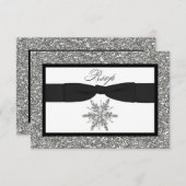 Glitter KIJKJE Glitter KIJK Snowflake Rsvp-kaart RSVP Kaartje (Voorkant / Achterkant)