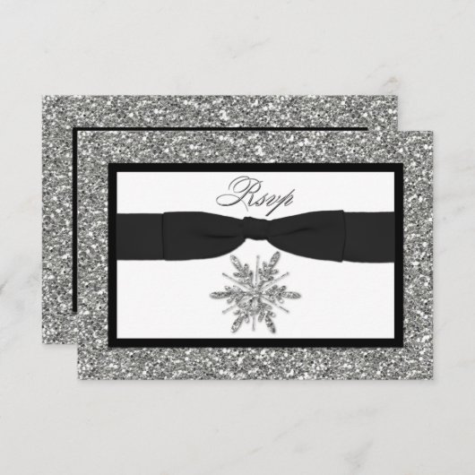 Glitter KIJKJE Glitter KIJK Snowflake Rsvp-kaart RSVP Kaartje (Voorkant / Achterkant)