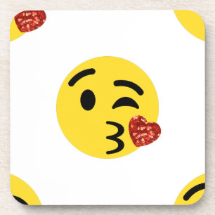 glitter kiss emoji bier onderzetter
