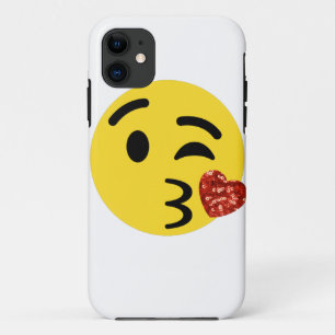 glitter kiss emoji iPhone 11 hoesje