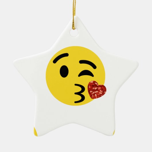 glitter kiss emoji keramisch ornament (Voorkant)