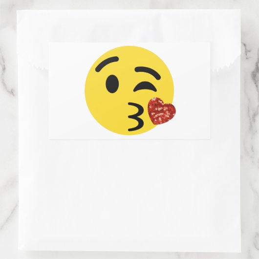 glitter kiss emoji rechthoekige sticker (Tas)