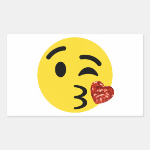 glitter kiss emoji rechthoekige sticker
