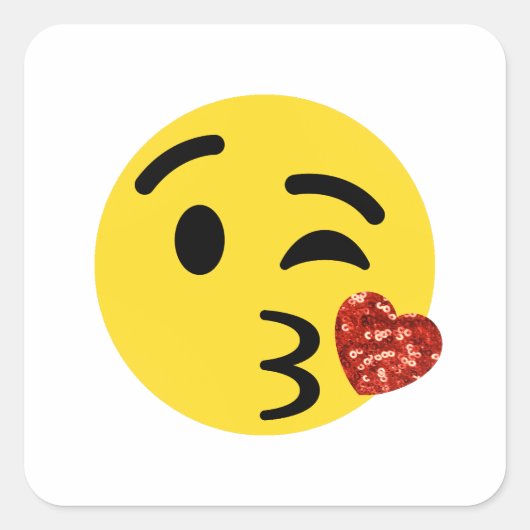 glitter kiss emoji vierkante sticker (Voorkant)