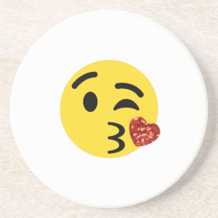 glitter kiss emoji zandsteen onderzetter