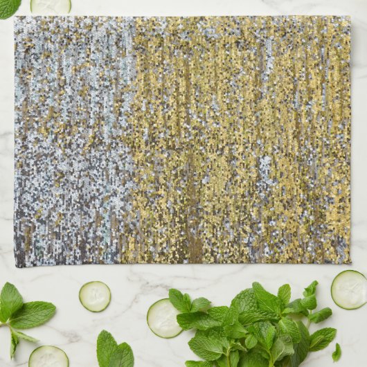 Glitter Kitchen Dish Towel Gold en Silver Grunge Theedoek (Gevouwen)