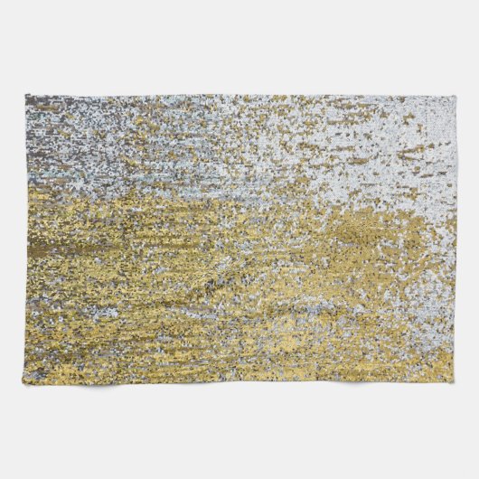 Glitter Kitchen Dish Towel Gold en Silver Grunge Theedoek (Horizontaal)