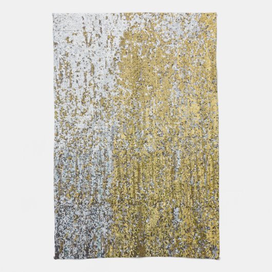 Glitter Kitchen Dish Towel Gold en Silver Grunge Theedoek (Verticaal)