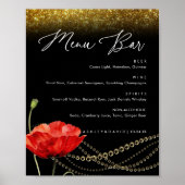 Glitter Klaproos Elegant Trouw Menu Bar Bord Poster (Voorkant)