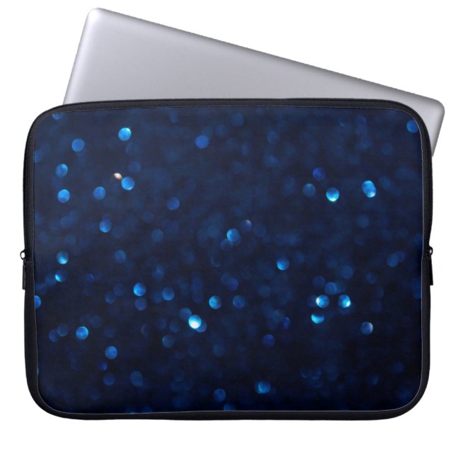 Glitter klassiek blauw licht laptop sleeve (Voorkant)