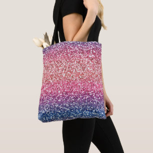 Glitter Kleur Roze Blauw Ombre Tote Bag