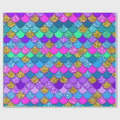 Glitter Kleurrijk Zeemeermin Verjaardagsfeestje Cadeaupapier (Vlak)