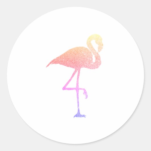 Glitter Kleurrijke Flamingo Ronde Sticker (Voorkant)
