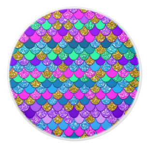 Glitter Kleurrijke Meerkleurige Zeemeermin Schubbe Keramische Knop