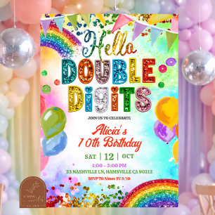 Glitter Kleurrijke Twee Cijfers Meisje Verjaardag Kaart