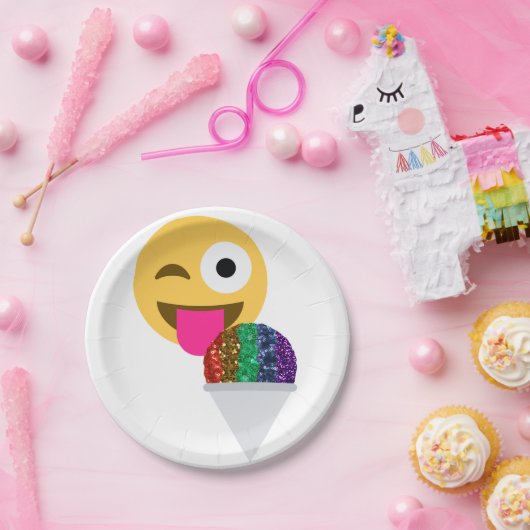 Glitter knipoog emoji papier borden papieren bordje (Feest)