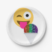 Glitter knipoog emoji papier borden papieren bordje (Voorkant)