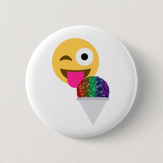 glitter knipoog emoji ronde button 5,7 cm (Voorkant)