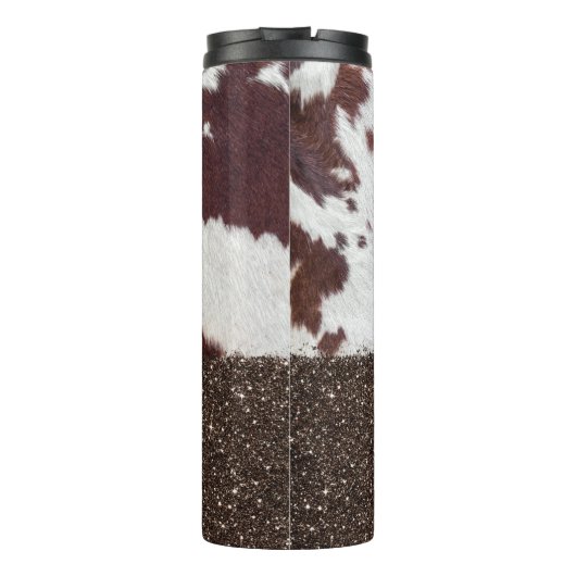 Glitter Koe Print Patroon Thermosbeker (Achterkant)