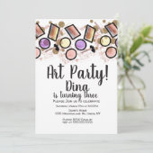 Glitter Kunst Verjaardagsfeest Borstel Palet Kaart (Staand voorkant)