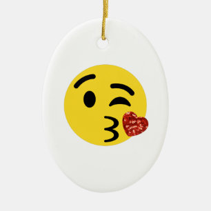 glitter kus emoji keramisch ornament