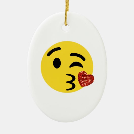 glitter kus emoji keramisch ornament (Voorkant)