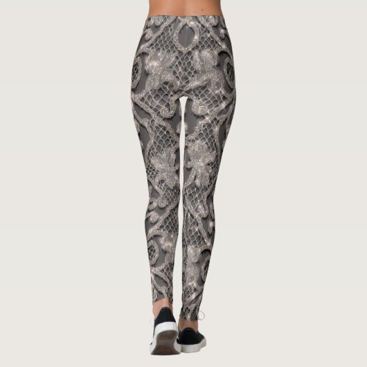 Glitter Lace Illusion Pattern – Elegant Sparkling  Leggings (Achterkant)