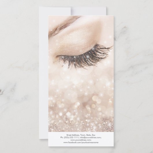 Glitter Lange wimpers Nazorg Beige Cream Bedankkaart (Achterkant)