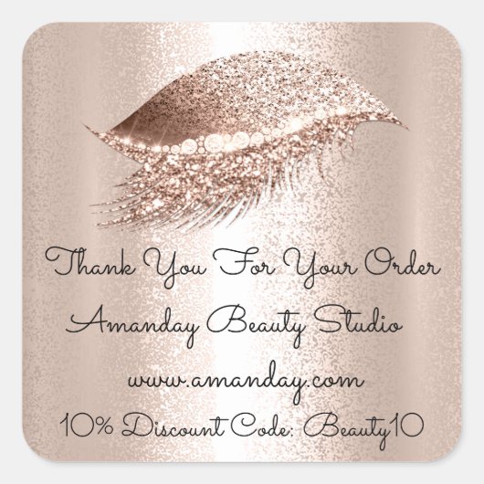 Glitter Lashes Bedankt dat je korting koopt Vierkante Sticker (Voorkant)