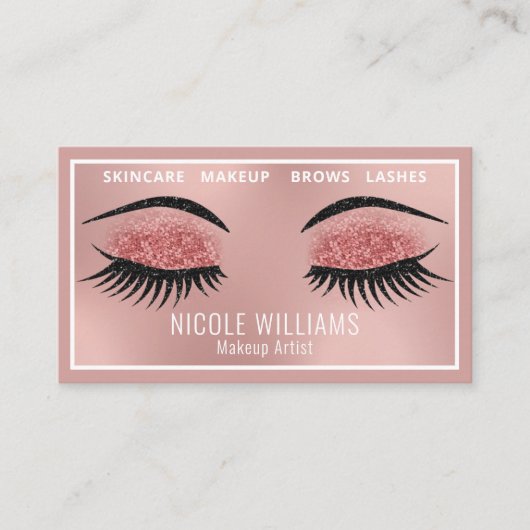 Glitter Lashes en Brows Beauty Make-up Visitekaartje (Voorkant)
