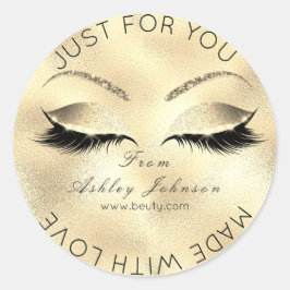 Glitter Lashes Gold Faux Makeup Ronde Sticker