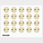 Glitter Lashes Gold Faux Makeup Ronde Sticker (Vel)