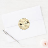 Glitter Lashes Gold Faux Makeup Ronde Sticker (Envelop)