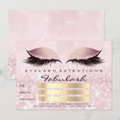Glitter Lashes Gold Pink Makeup Certificate Cadeau Kaart (Voorkant / Achterkant)