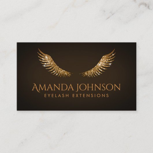 Glitter Lashes Gold Wings Brown Chocolate Kaart Visitekaartje (Voorkant)