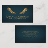 Glitter Lashes Gold Wings Donkerblauwe Kaart Visitekaartje (Voorkant / Achterkant)